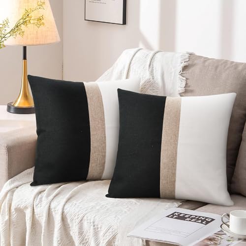 Farmhouse Throw Pillow Cover 18x18 Inch, Boho Accent Square Throw
