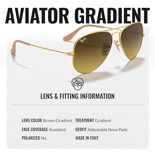 Image of Ray-Ban RB3025 AVIATOR GRADIENT Pilot Shaped Sunglasses for Men & Women with Official RAYBAN Eyewear Kit
