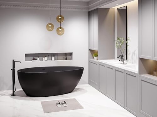 Miniatura 5 de Vente-Unique-Bañera Exenta Asimétrica - 245 L - 160 X 82 X 58 Cm - Negro Mate - Acrílico - Apulia