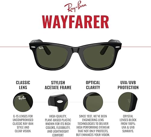 Óculos de Sol Ray-Ban Wayfarer 0RB2140 1292B1 Tam 50 / Marrom