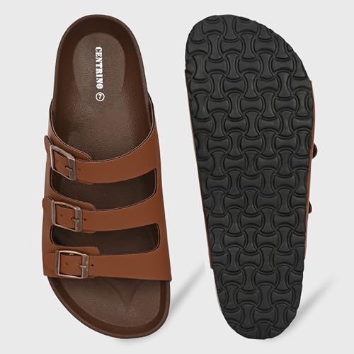 Image of Centrino Men's Berkin-Style Slip-On Sandals | Open Toe Design | Soft PU Footbed | Lightweight & Comfortable | Arch Support | On-Grip Sole | Casual Outdoor Wear (9208)