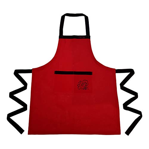 Ragged Rose Kitchen Apron, cotton, Red with Black, Unisex