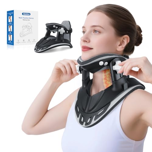 Neck Stretcher Cervical Traction, Adjustable Cervical Neck Traction Device, Neck Braces for Neck Pain and Support with 3 Power Traction for Home Use - FSA Eligible/HSA Eligible