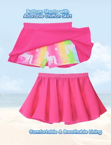 Image of Snowheart Girls Rash Guard Swimsuit Set Long Sleeve Bathing Suit Two Piece 3-12 Years