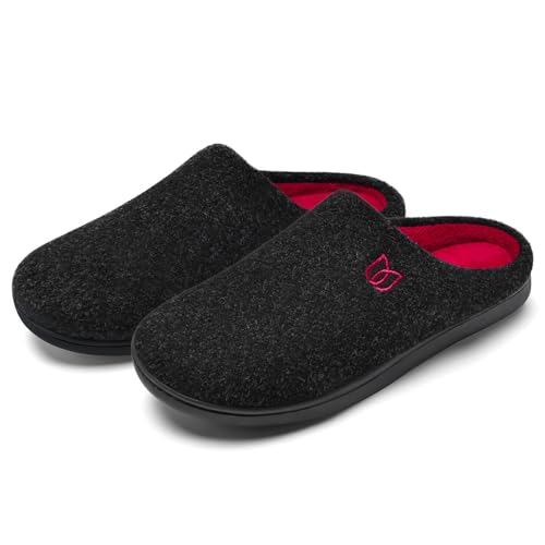 Herr tofflor vinter varm gjord av minne bomull Halkfria inomhus utomhus tofflor(Svartröd, 44/45 EU)
