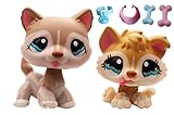 LPSBC LPS Husky Siberian Lot Mom and Baby Set 1012 1013 Tan Brown Blue Eyes Action Cartoon Pets Dog...