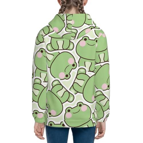 Cute Frog Kids Pullover Hoodies Boys Zip Up Sweatshirts Girls Athletic Clothes with Pocket 5