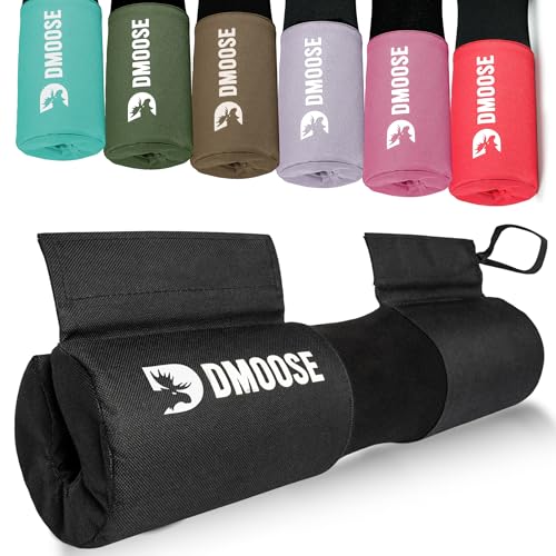 DMoose Barbell Pad, Relief Pressure from Neck, Shoulder, & Provide Lower Back Support, Non-Slip EVA Foam Squat Pad with Safety Straps, Hip Thrust Pad for Squats, Lunges - For Standard & Olympic Bars