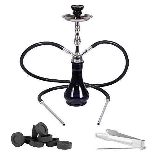 Mianova Orientalische 2 Schläuche Wasserpfeife Hookah Shisha 2er Set Nargile 48cm Hoch mit Zubehör Zange Rolle Kohle…