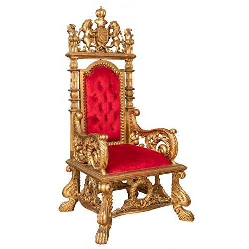 Biscottini Thronesessel im Barock-Stil, 194 x 92 x 96 cm, Sessel aus massivem Holz mit hoher Rückenlehne, königlicher Sessel, Sessel, Riesensessel für Räume und Häuser