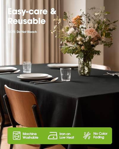 Image of Pureegg Polyester Tablecloth 54 inch x 54 inch Reusable & Washable 1 Pack Black | Durable, SquareTable Cloth , for Outdoor Party, Picnic, Wedding, Banquet, Birthday