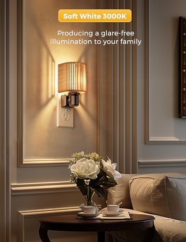 Image of L LOHAS LED Night Lights Plug into Wall, Plug in Night Light Dimmable 100LM | Bohemian Nightlight with Light Sensor, Boho Nightlights, Farmhouse Decorative Warm Bedside Bedroom Bathroom Hallway, 2 Pack