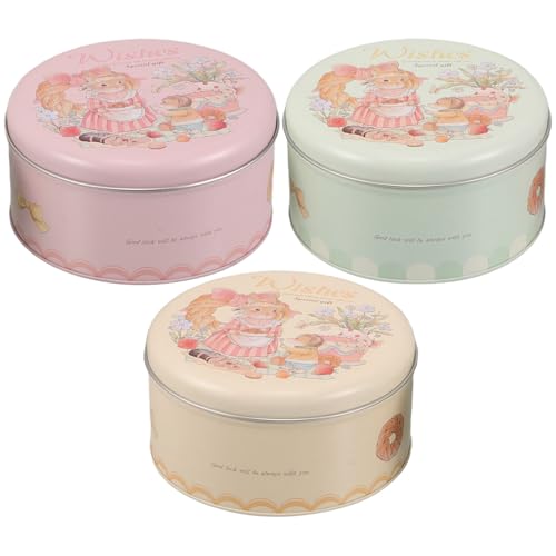 Latas de galletas de hojalata redondas con diseño de conejo ifundom 3 piezas 2