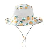 Home Prefer UPF50+ Wide Brim Mesh Kids Sun Hat Toddler Baby Sun Protection Hats (4-8 Years, Pineapple)