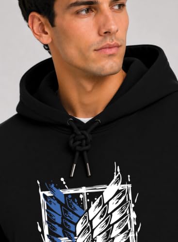 Image of ADRO Mens Abstract Graphic Hoodie | 320 GSM Cotton Poly Fleece | Regular Fit Contemporary Artistic Sweatshirt for Winter & Streetwear