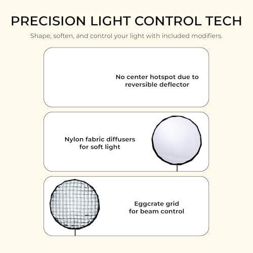 Image of Digitek DBDS-65W 65cm Beauty Dish Softbox (White), Collapsible, Transportable, Lightweight Bowen Mount for Photography & Studio Lighting with Removable Diffuser