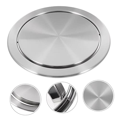 Image of Recessed Counter Top Cover 8.26 Inch Flush Trash can Lid Stainless Steel Built-in Flap Garbage can Cover for Kitchen Bathroom Office