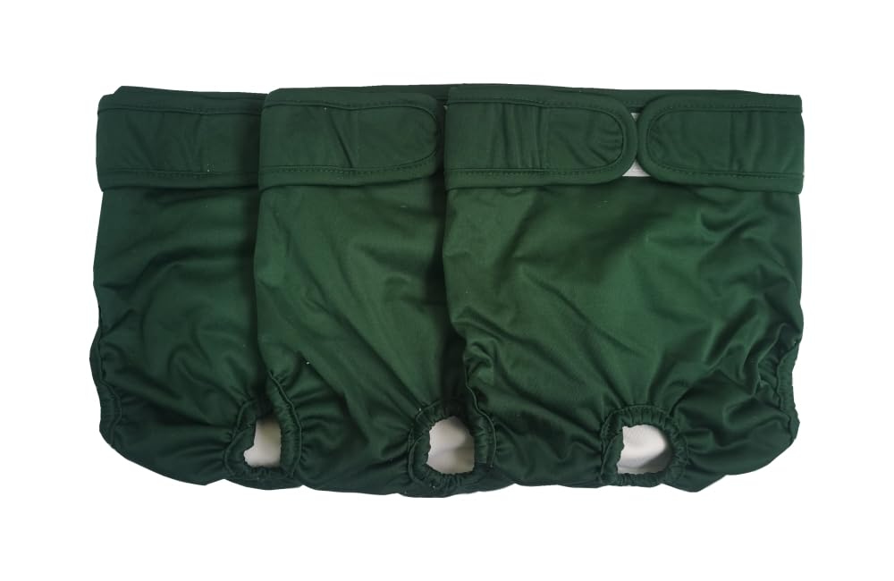 JUTESK Washable Female Dog Diapers (3pack) of Durable Doggie Diapers (Green, L, 3, count)