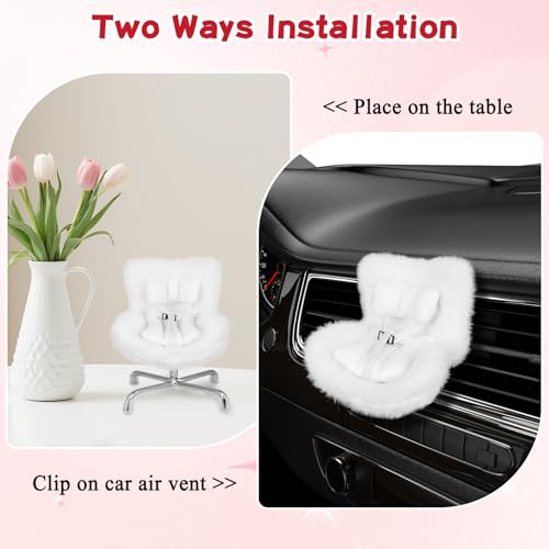 Image of Mini Car Safety Seat for Blind Box Doll, Small Seat for Little Plush Monster with Seat Leg&Air Vent Clip Cute Car Ornament for Plush Display&Collectors - White