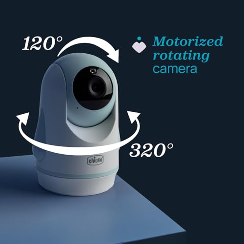 Chicco Evolution Camcorder, Motorised Rotating Camera for Babies and Children, 5 Inch Colour Screen, Range 220 m, Night Vision, Thermometer, White Sound Melodies, Microphone and Speaker