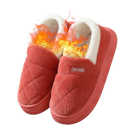 House Slippers for Women Men Fur Lined Cozy Warm Plush Fluffy Home Shoes Slip On Memory Foam Bedroom Slippers Indoor and Outdoor