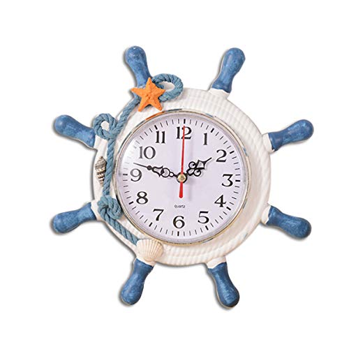 Wall Clock Wheel Shape Clock Beach Decorative Wall Watch Art for Nautical Nursery Room Bedroom Decor 8.7 inch (Random Color)