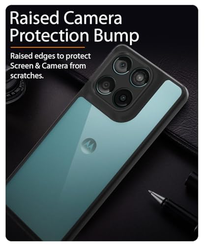 Image of WOW IMAGINE Shockproof Hybrid Back Cover for Motorola Moto Edge 60 Fusion | Hard Slim fit Back Case | PC & TPU | Clear Transparent Case - Black