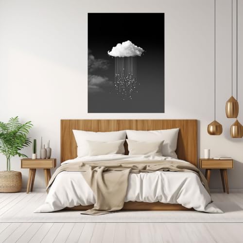 Cuadros pósteres blanco y negro TODOAA de paisajes nubosos para decoración nórdica de salón 4