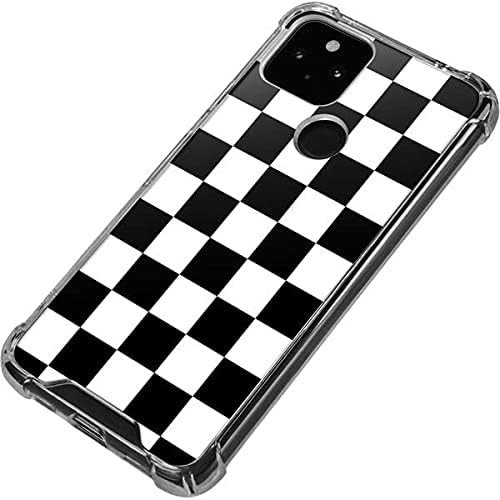 Skinit Clear Phone Case Compatible with Google Pixel 5a 5G - Black and White Checkered Design
