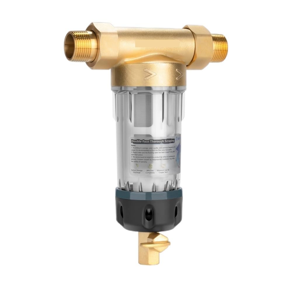 Back Flush Sediment Filter Spin Down Whole House Water Pre-Filtration System 40/100 Micron Pre-Filter for Home(G-100micron)
