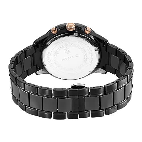 Titan Regalia Quartet Black Dial Analog with Day and Date Steel and Ceramic Strap Watch for Men-NS90090KD03 - Image 4