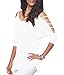 Shirts for Women Cold Shoulder 3/4 Sleeve Cutout Arm Tops Sexy Going Out Casual Y2k Cute Blouse Tops for Daily,L,White