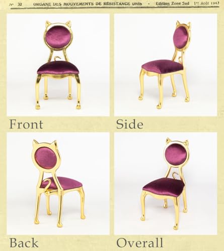 ソファ専門店 モデュロール (1人掛け 幅49cm 奥行51cm 高さ95cm) CAT CHAIR キャットチェア 6106 シリーズ ネコ型の背もたれ ねこの尻尾 ロココ調 シングルチェア アンティーク風 家具 姫系 プリンセス 大人可愛い 椅子 猫脚 彫刻 【ゴールドフレーム×ロイヤルパープル ベルベット st6106-10f222】 リプロ B 49*51*95 [5]
