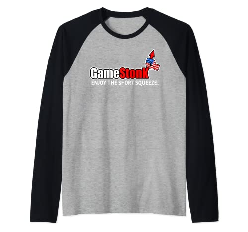 Gamestonk Enjoy the Short Squeeze Gamestick Stop Game GME Raglan Baseball Tee