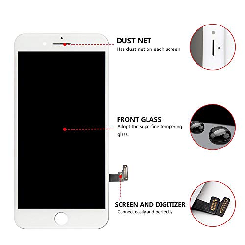 Keytas For Iphone 7 Plus Screen Replacement Kit White 5.5" Lcd Display Iphone 7 Plus 5.5 Inch 3D Touch Screen Digitizer Frame Assembly With Free Repair Tools Kit+ Screen Protector (White). #TOP2