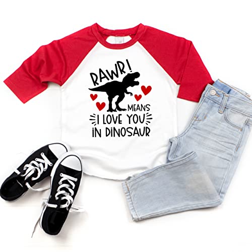 Bump and Beyond Designs Dinosaur Valentine's Shirt Boys, Rawr Means I Love You2