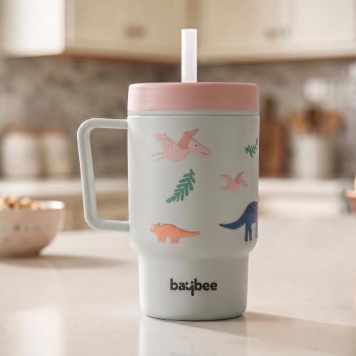 Image of BAYBEE Leak-Proof Sipper Bottle for Toddlers | BPA-Free Tritan Sipper Bottle with Straw for Babies with Double-Wall Insulation | Training Cup for Baby with Easy Clean & Easy-Grip for Kids (Grey)