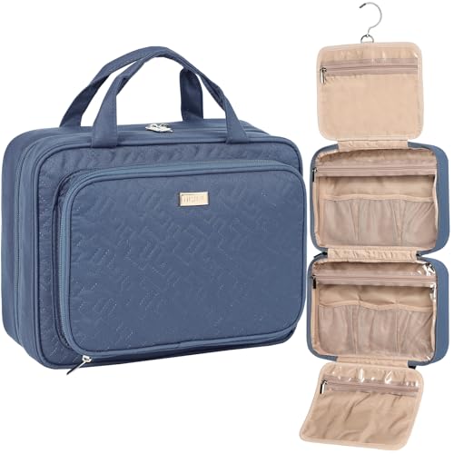 NISHEL Hanging Travel Toiletry Bag Visible Makeup Organizer Cosmetic Case for Journey Accessories Bathroom Shower Aegean-Blue