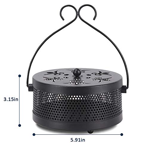 Retyion Portable Iron Mosquito Coil Holder With Handle Mosquito Incense Burner For Home And Camping (Black) #TOP1