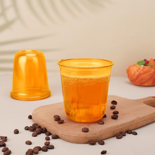 Xuelimei 50pcs 12oz Disposable Stemless Glasses,PET Disposable Drinking Cups,Cold Party Clear Plastic Wine Glasses for Parties Birthday,Wedding,Meeting,Christmas Party Supplies. (Orange) by Xuelimei - Image 5
