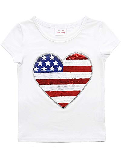 Image of 4th of July Shirts for Girls Patriotic American Flag Kids Clothing
