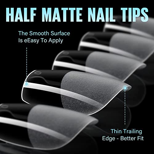 Tomicca Extra Short Coffin Nail Tips - 360Pcs Half Matte Soft Gel Nail Tips, 15 Sizes Natural Acrylic Pre-Shaped Nails, Full Cover False Nails For Extension Nail #TOP1