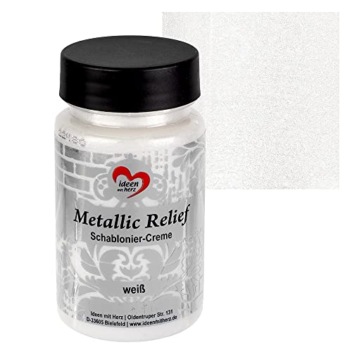Ideen Mit Herz Crema Per Stencil In Rilievo, Pasta Strutturale Fine, Per Stencil, Pasta Per Stencil, 90 Ml, A Base D'Acqua (Bianco)