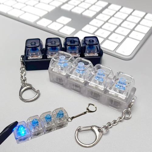 Image of Mechanical Keyboard Switch Fidget Toy Keychain, Clicky Stress Relief Button Toy with 4 Keys Portable Desk Gadget