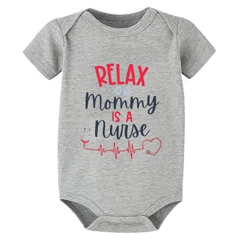 Image of WOOYONGING Relax My Mommy Is A Nurse Newborn Outfits Short Sleeve Baby Clothes