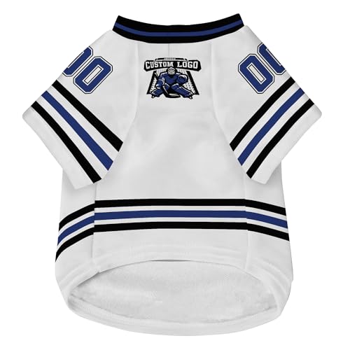 Custom Logo Name Team Name Number Royal Blue Black White Dog Hockey Jersey Personalized Hockey Team Dog Shirts