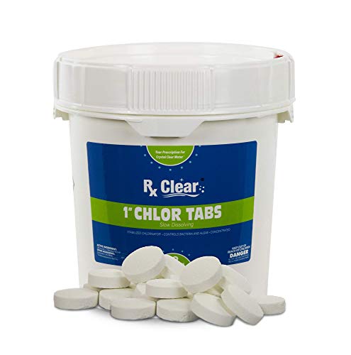 Rx Clear 1-Inch Stabilized Chlorine Tablets | Use As Bactericide, Algaecide, and Disinfectant