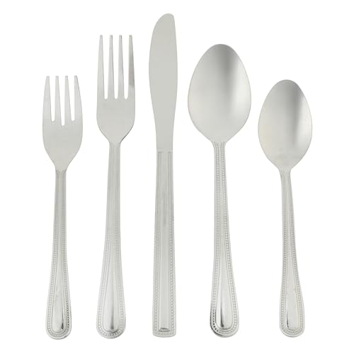 Image of Gibson Home Aston 45-Piece Stainless Steel Flatware Set with Tray and Serving Utensils - Silverware Service for 8