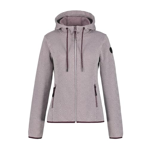 ICEPEAK Auen Midlayer für Damen mit Kapuze mit verschließbaren Taschen und Kapuze, Farbe:Dunkelrot, Größe:M