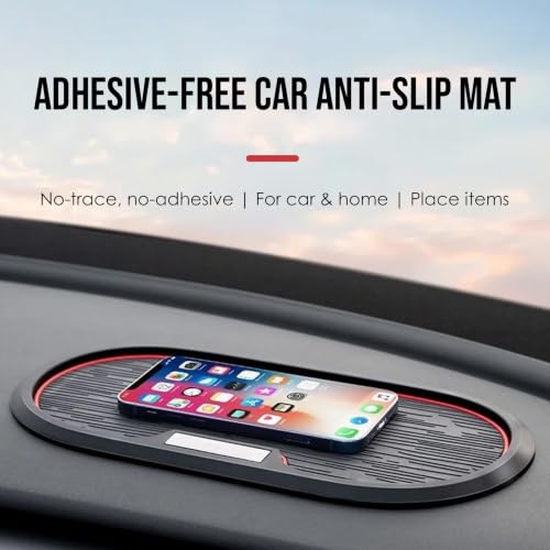 Image of RIGGEAR Car Dashboard Anti-Slip Mat, Universal Sticky Rubber Grip Pad for Mobile Phone, Sunglasses, Keys, Coins- Washable Reusable Anti-Skid Dashboard Mat - DashGrip Pro